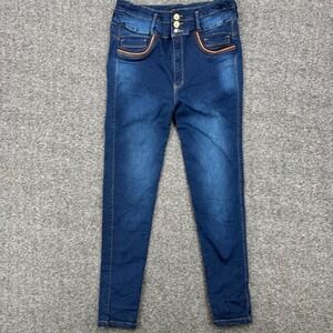 Li Rose Push Up Jeans Womens Dark Wash High Rise Skinny Colombian Denim Blue